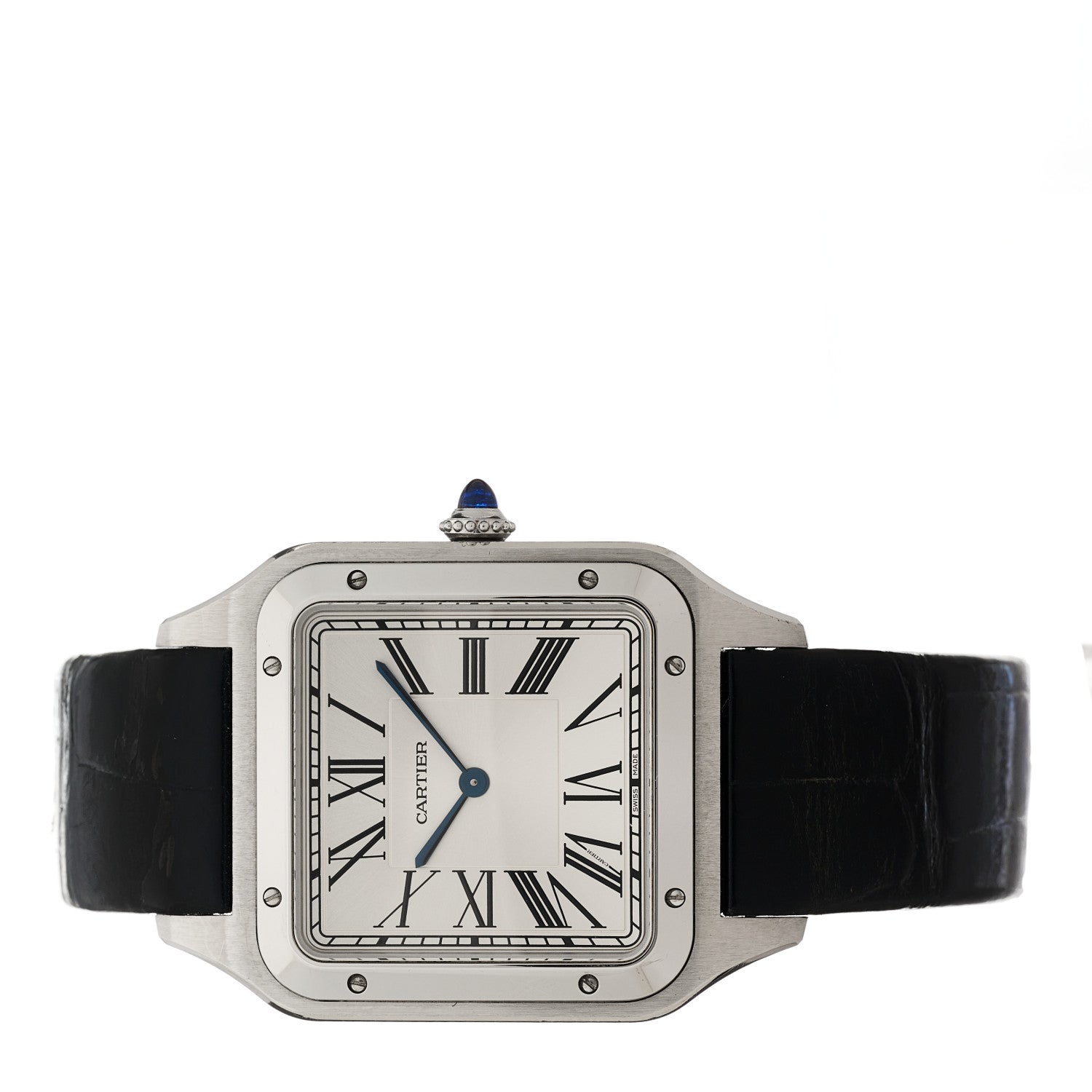 Cartier Stainless Steel Alligator 33.9mm Santos Dumont Manual Winding Watch 2 of 5