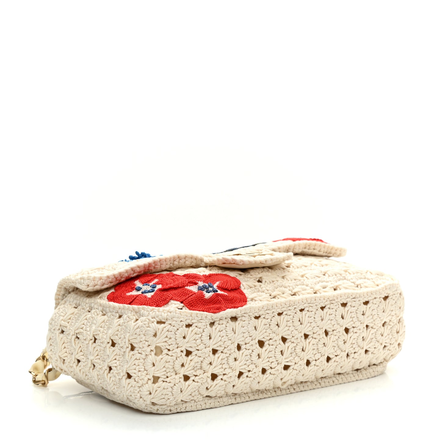 Crochet Camellia Small Flap Ivory