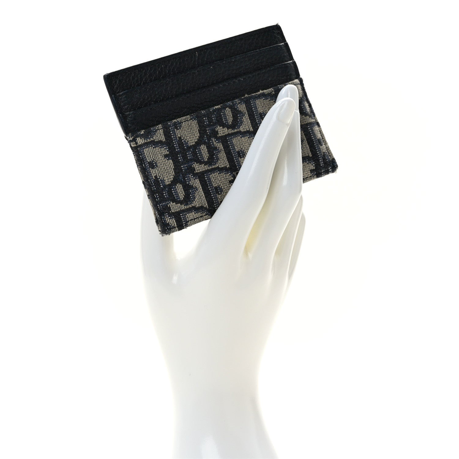 Christian Dior CHRISTIAN DIOR Grained Calfskin Oblique Card Holder Black 2 of 7