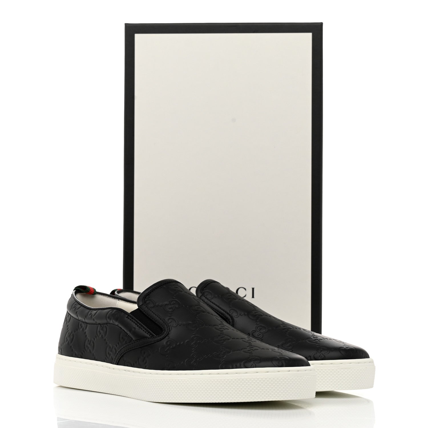 Gucci Calfskin GG Monogram Embossed Perforated Mens Dublin Slip On Sneakers 8 Black 9 of 9