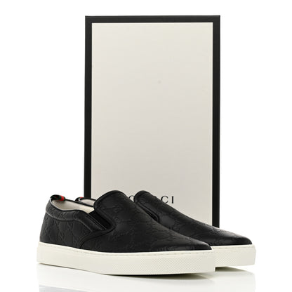 Gucci Calfskin GG Monogram Embossed Perforated Mens Dublin Slip On Sneakers 8 Black 9 of 9