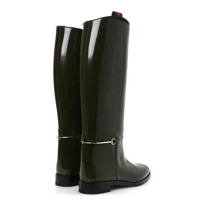 Gucci Brushed Calfskin Michelangelo Slim Horsebit Riding Boots 39 Luscious Green 5 of 11