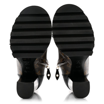 Louis Vuitton Patent Calfskin Monogram Star Trail Ankle Boots 37.5 Black 5 of 8
