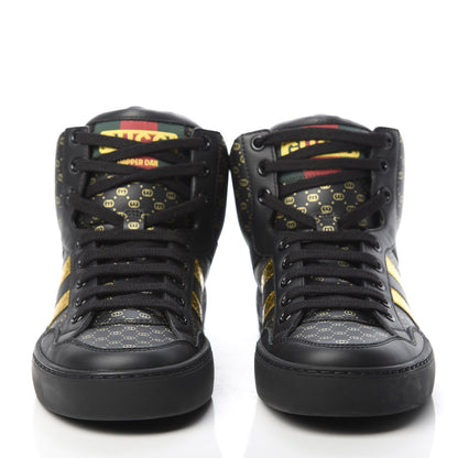 Gucci X DAPPER DAN Calfskin Laminated Ayers GG Micro Monogram Womens High Top Sneakers 35.5 Black 2 of 9