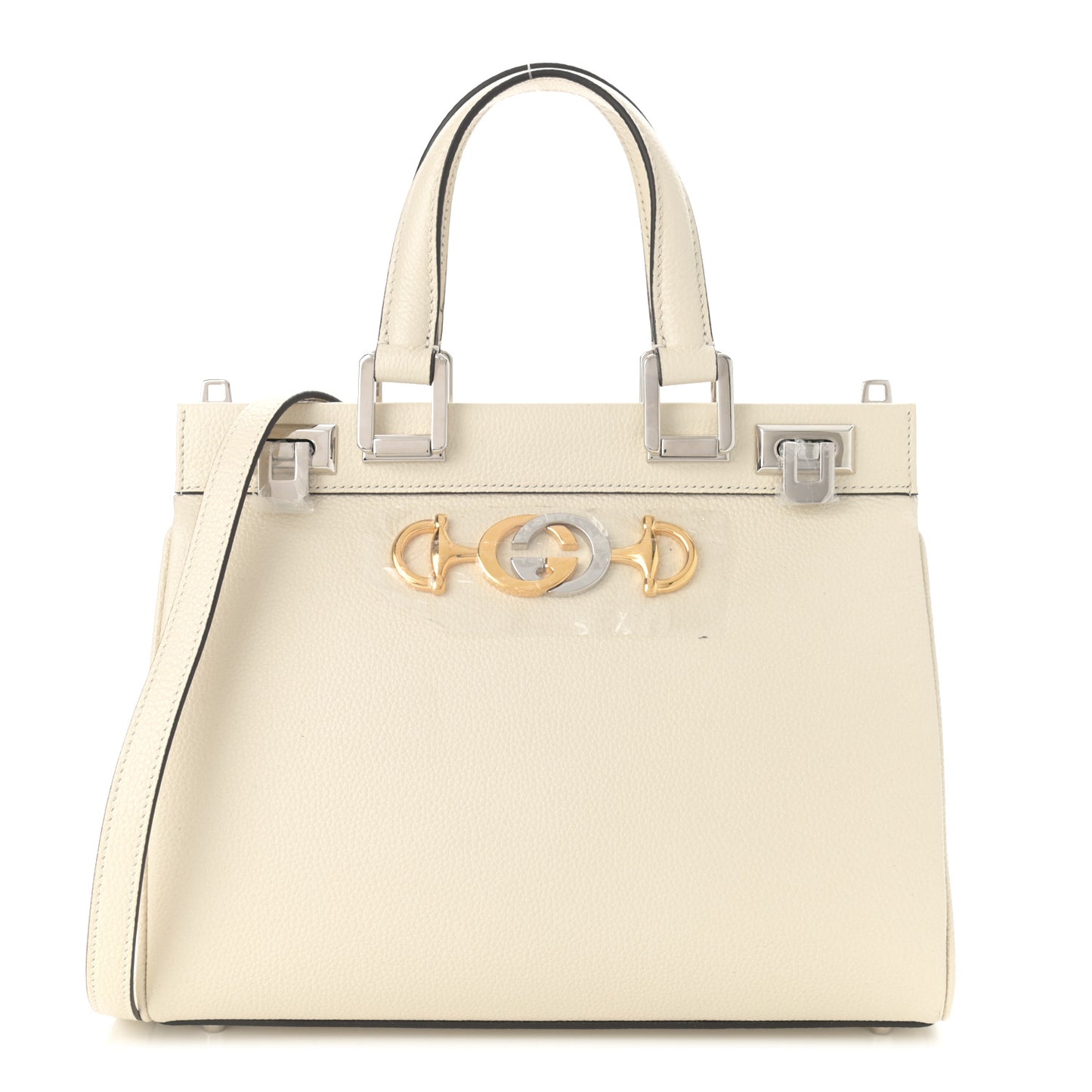 Grainy Calfskin Small Zumi Top Handle Bag Mystic White