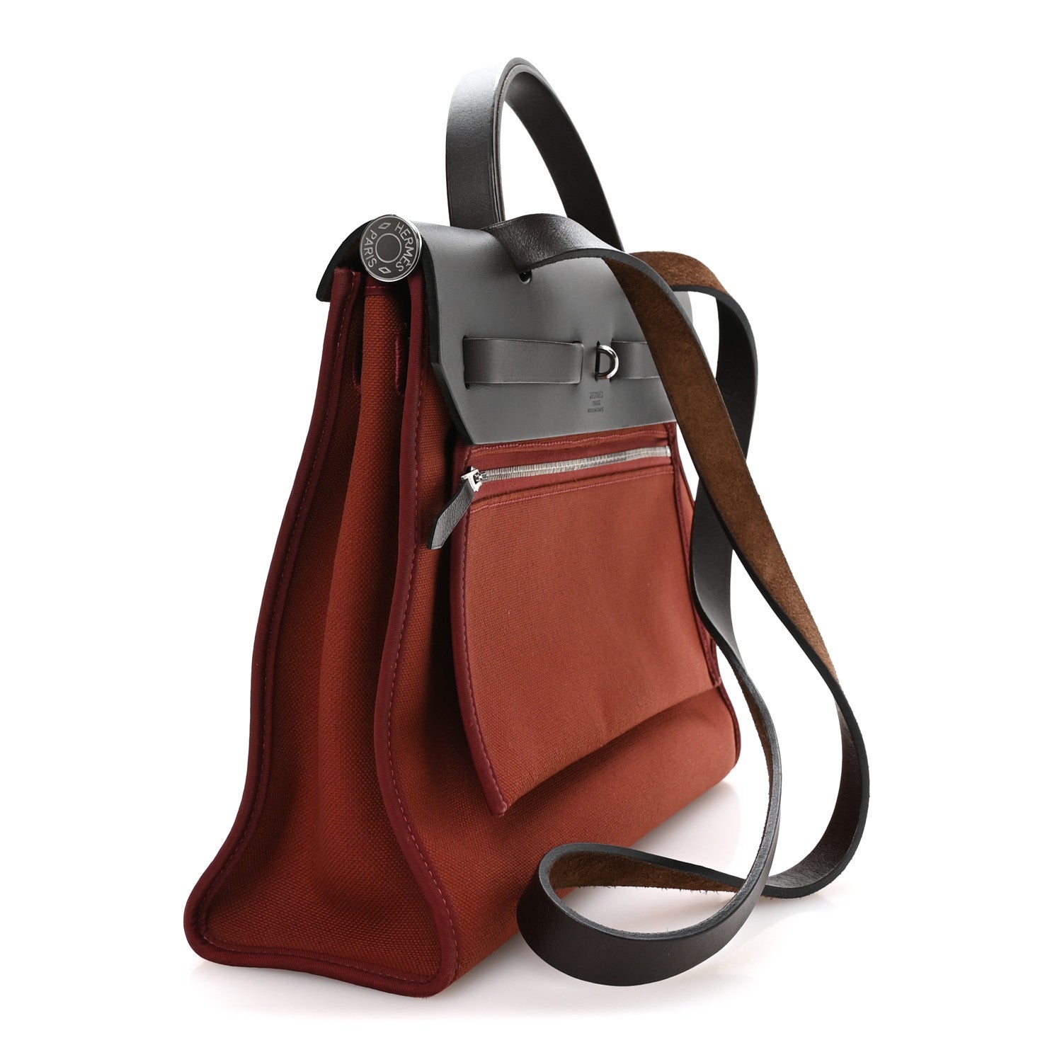 Hermes Military Toile Vache Hunter Herbag Zip Retourne 31 PM Rouge H Ebene 4 of 11