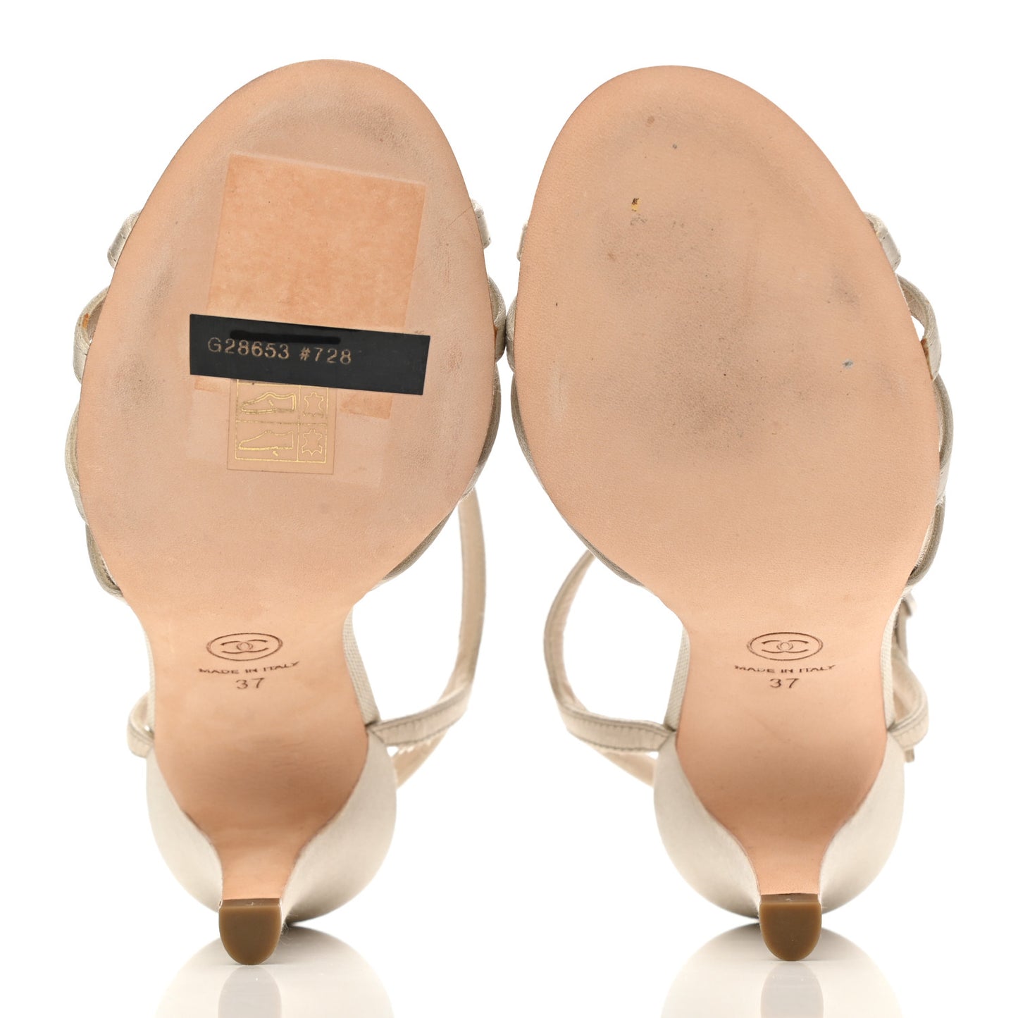 Satin Crystal Bow Sandals 37 Beige