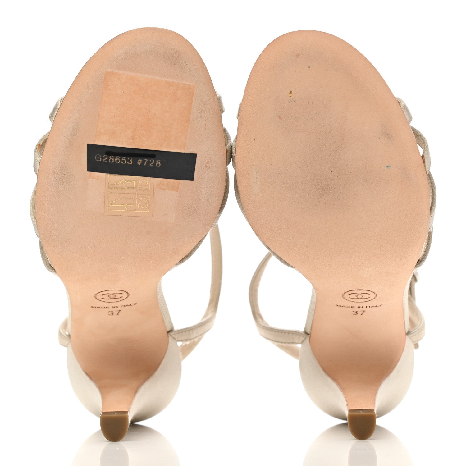 Chanel Satin Crystal Bow Sandals 37 Beige 5 of 8