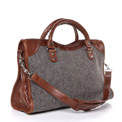 Balenciaga Agneau Wool Classic Silver Hardware City Grey Cognac 3 of 7