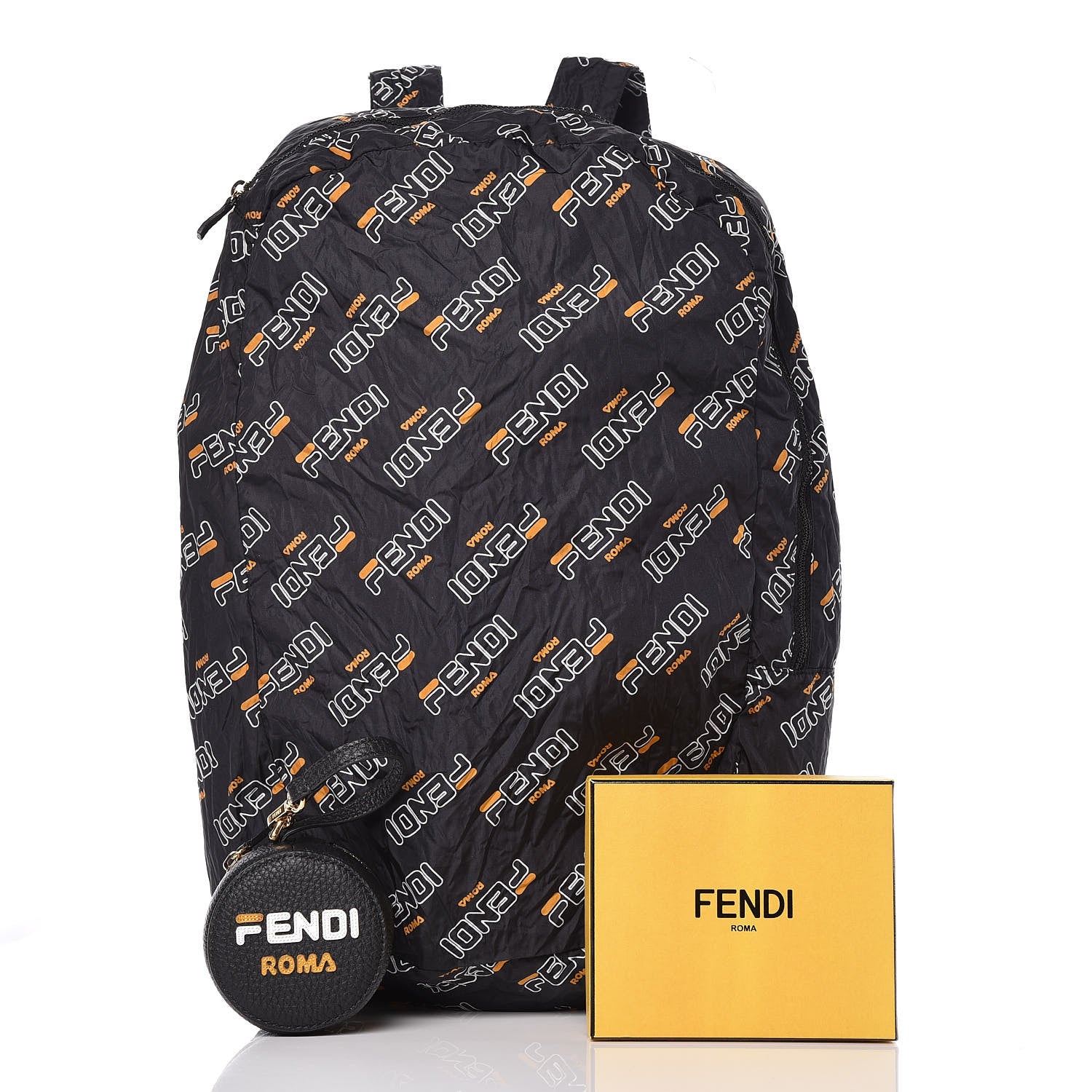 Fendi X FILA Calfskin Mania Backpack Help Bag Charm Black 10 of 12