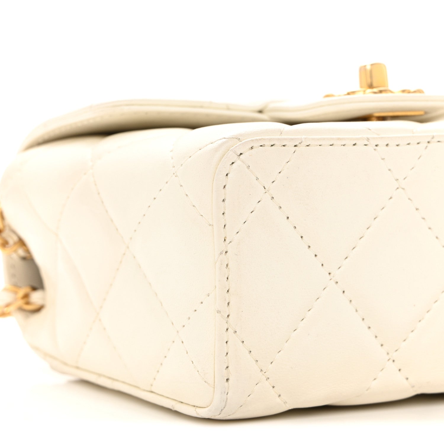 Chanel Lambskin Handle Crush Top Handle Flap Bag White 9 of 13