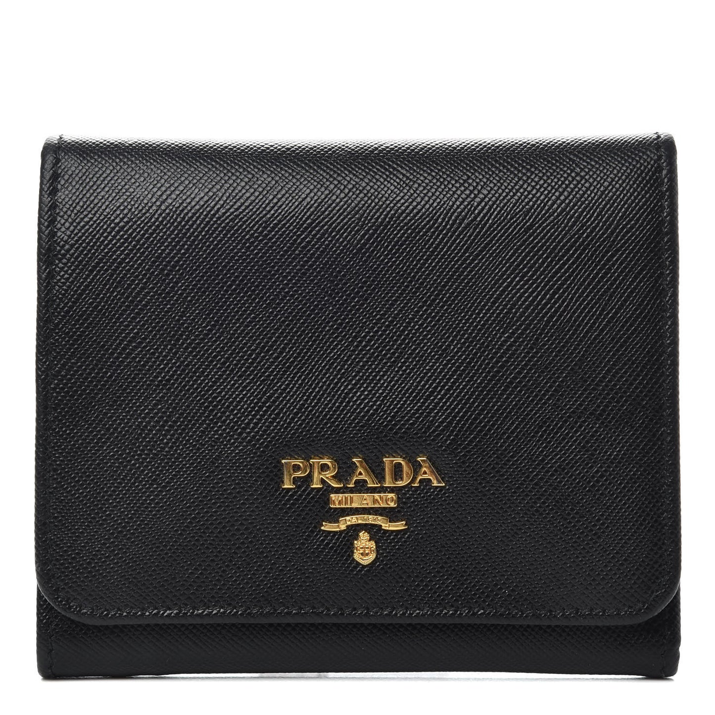 Saffiano Metal Tri-Fold Wallet Black