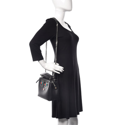 Fendi Vitello Baltico Hypnoteyes Studded Small Dotcom Click Chain Satchel Black 2 of 15