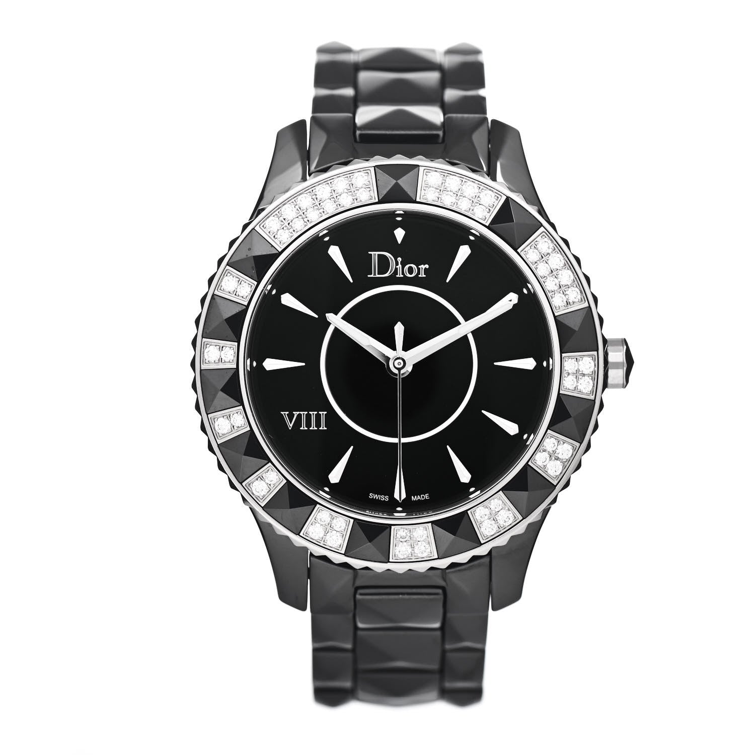 Christian Dior Stainless Steel Ceramic Diamond 38mm Dior VIII Quartz Watch Black 1 of 5