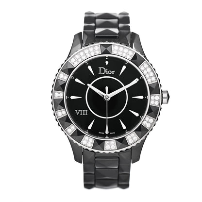 Christian Dior Stainless Steel Ceramic Diamond 38mm Dior VIII Quartz Watch Black 1 of 5