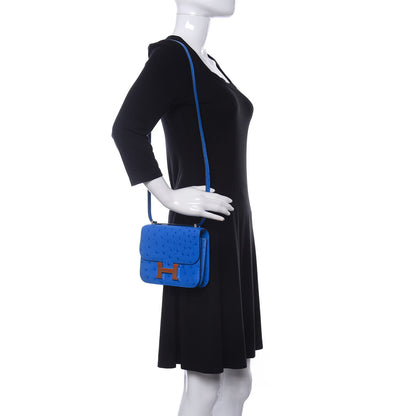 Hermes Ostrich Constance 18 Bleuet 2 of 11