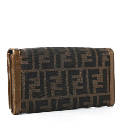 Fendi Zucca Laminated Vachetta Continental Wallet Tobacco Bronzo 2 of 4