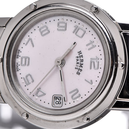 Hermes Stainless Steel Pink Mother of Pearl 24mm Clipper Quartz Watch 8 of 9