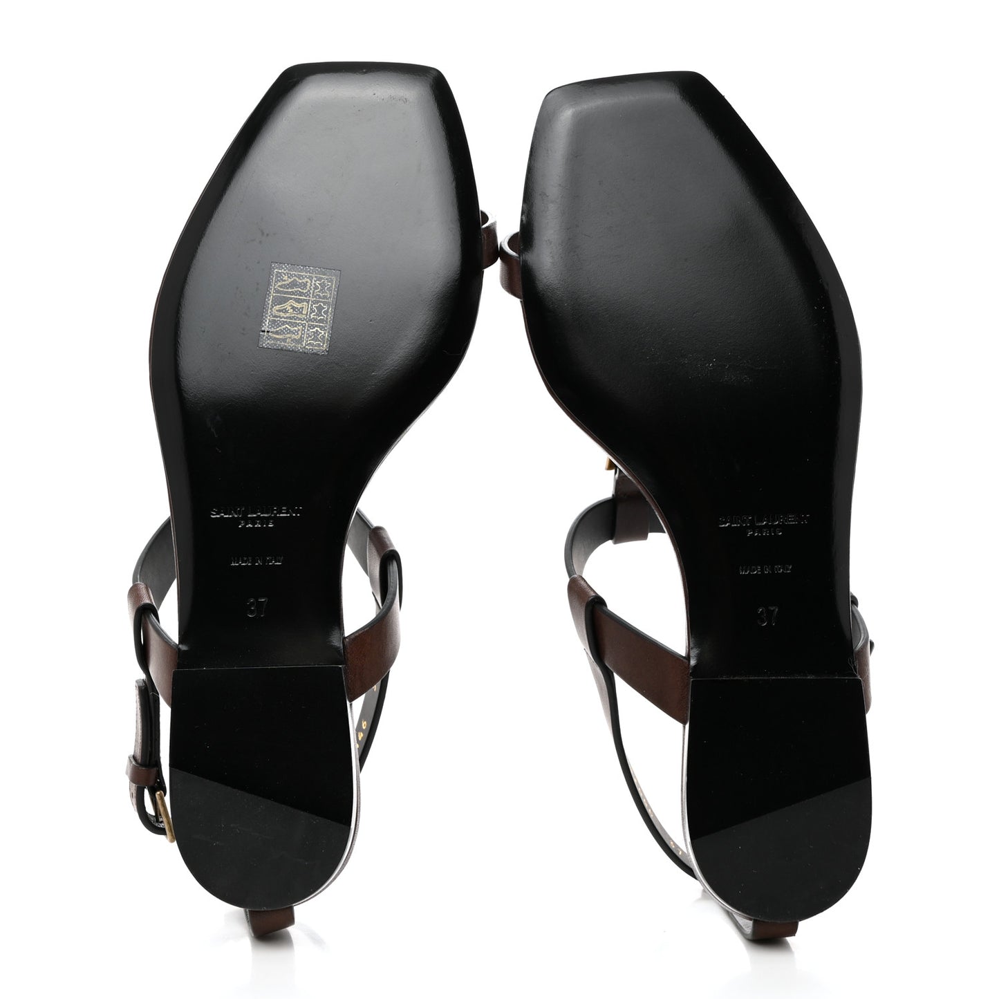 Calfskin Cassandra Monogram Sandals 37 Brown
