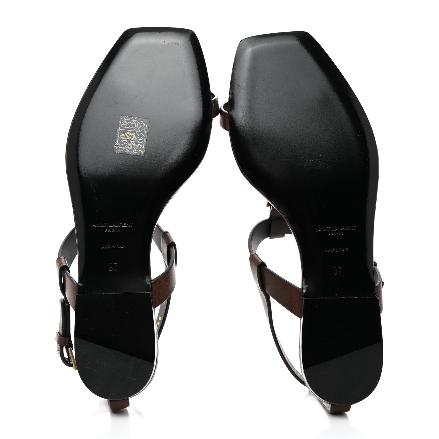 Saint Laurent Calfskin Cassandra Monogram Sandals 37 Brown 5 of 8