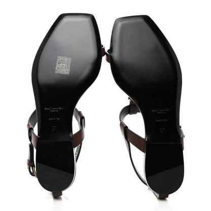 Saint Laurent Calfskin Cassandra Monogram Sandals 37 Brown 5 of 8