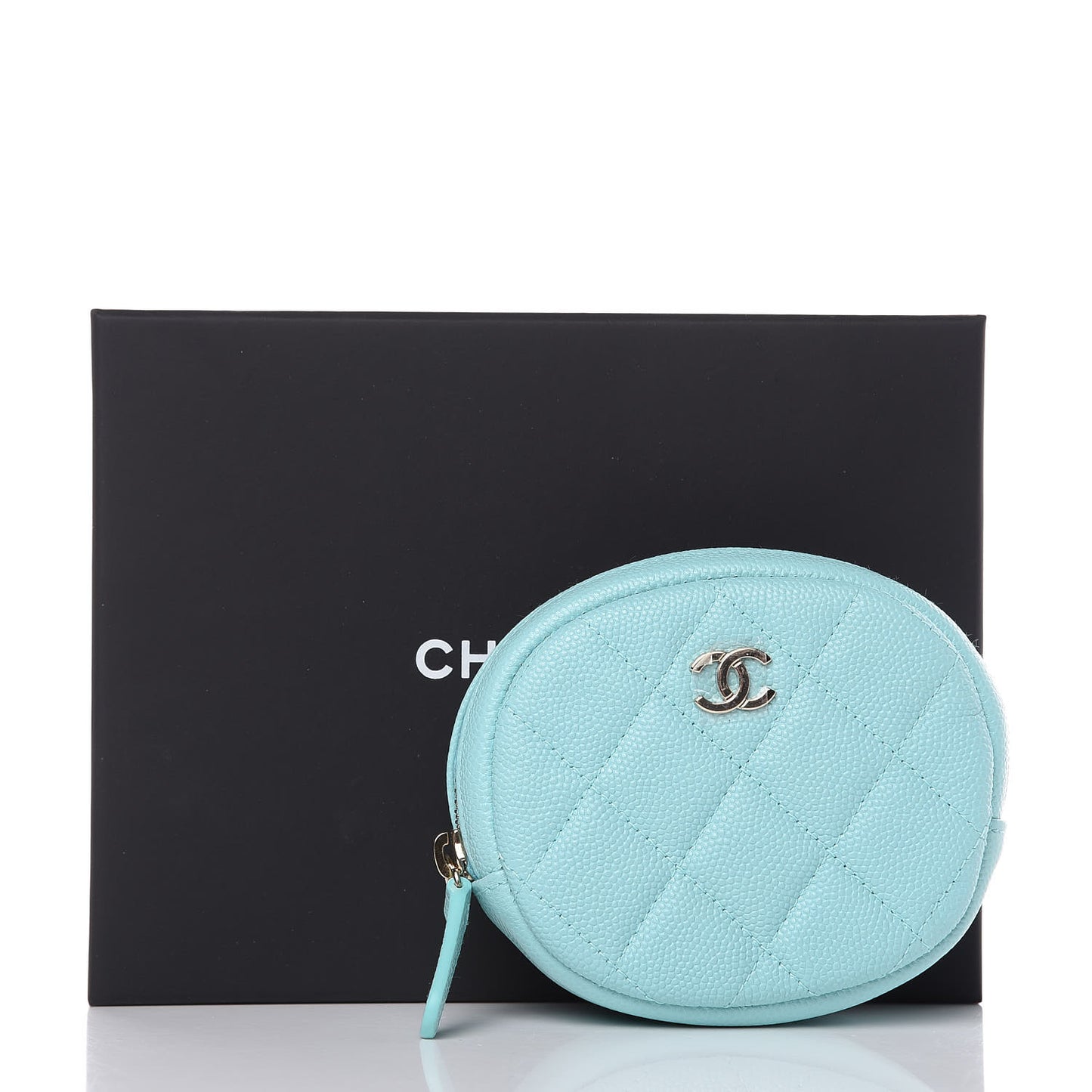 Caviar Quilted Zip Around Classic Coin Purse Light Blue