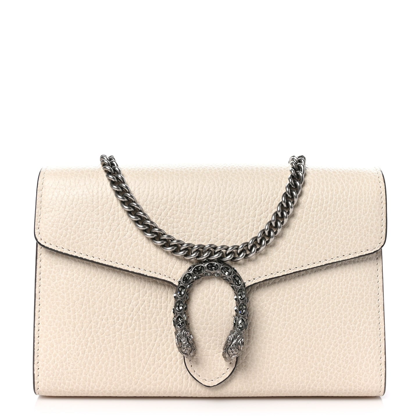 Dollar Calfskin Mini Dionysus Chain Wallet Mystic White