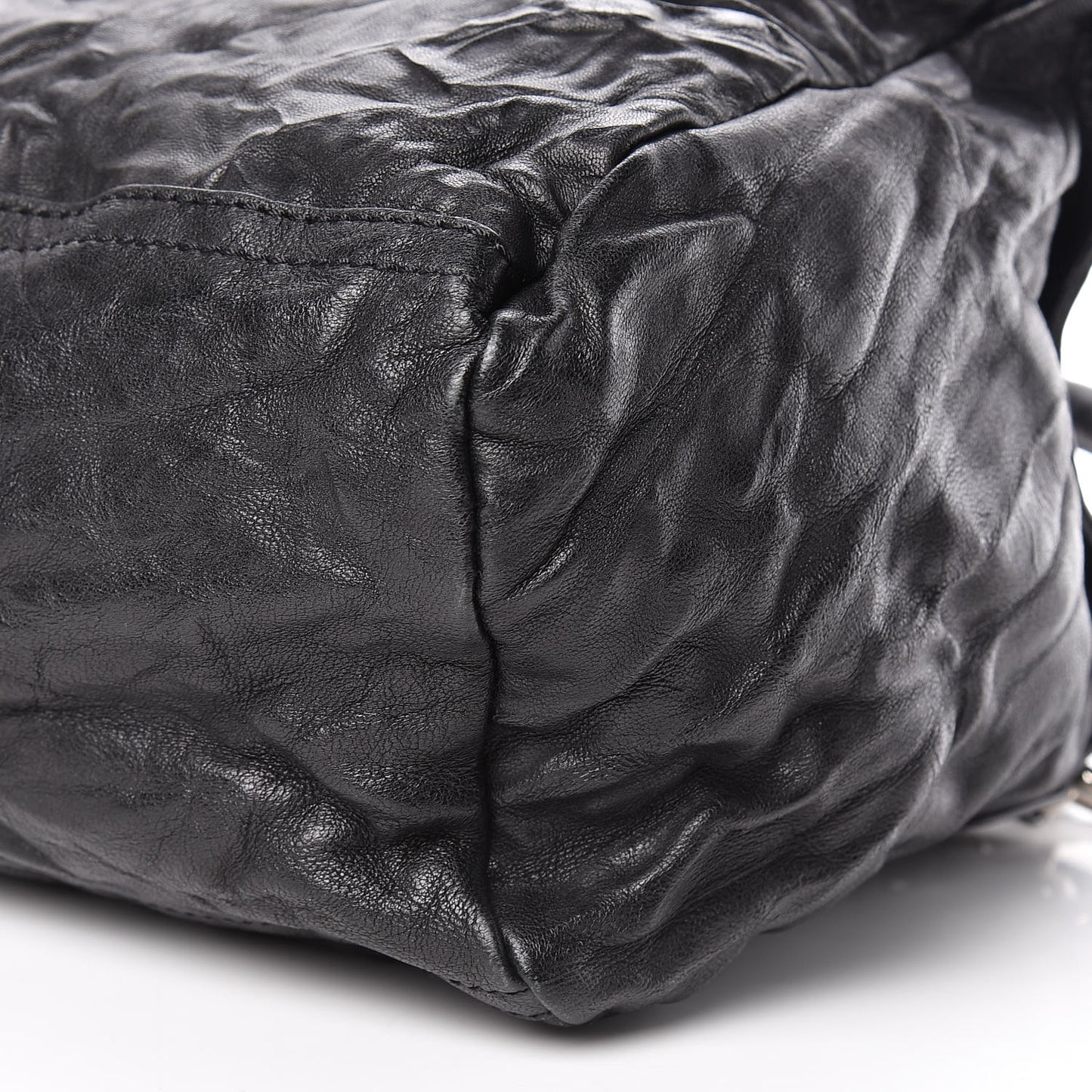 Tumbled Sheepskin Medium Pandora Bag Black