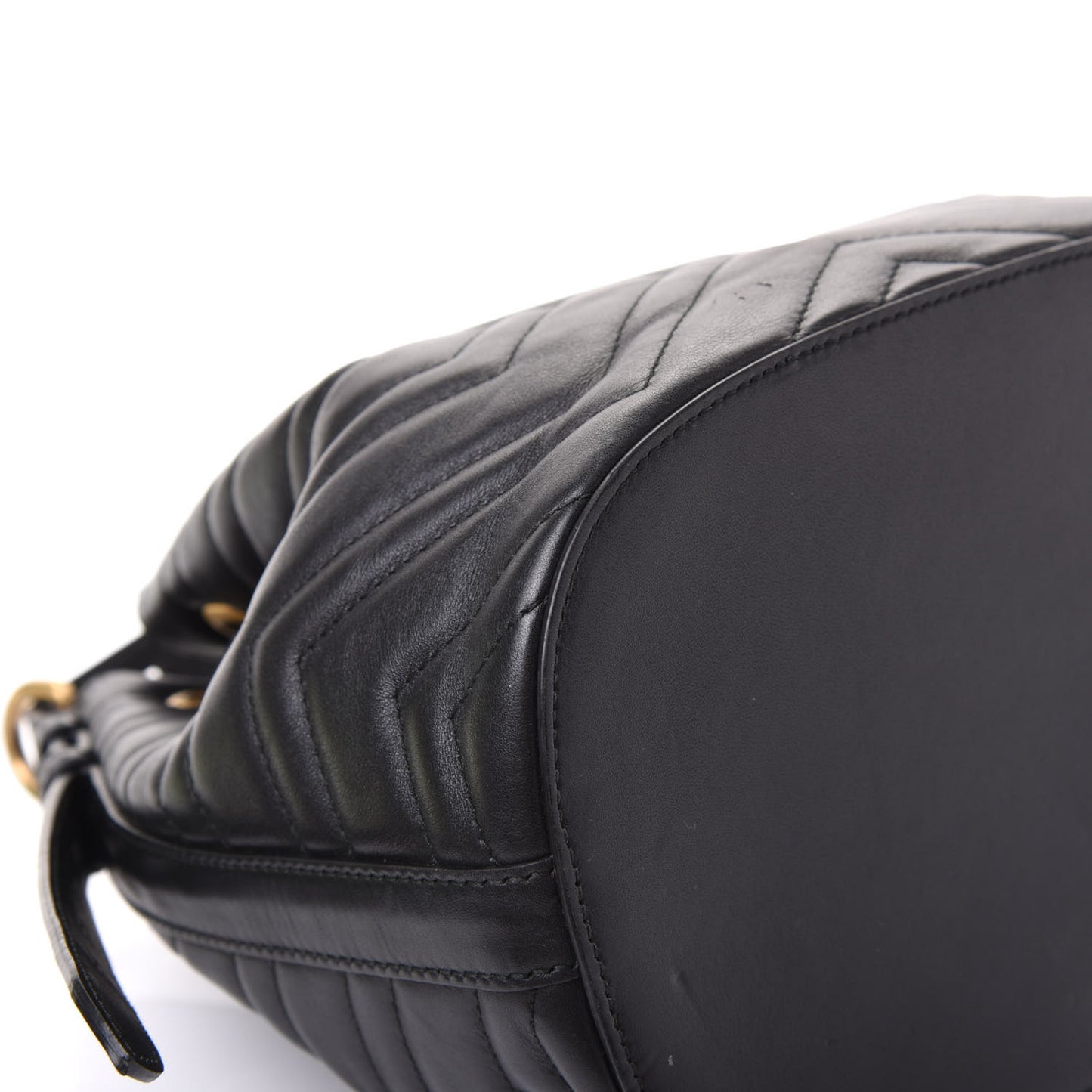 Calfskin Matelasse Sylvie Web GG Marmont Bucket Bag Black