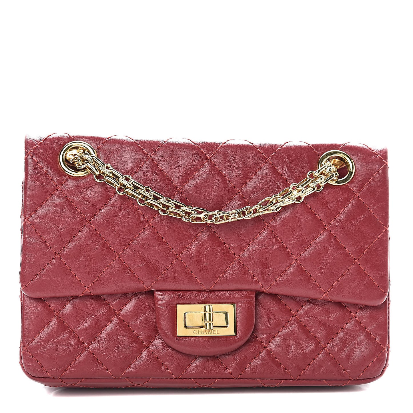 Aged Calfskin Quilted 2.55 Reissue Mini Flap Red
