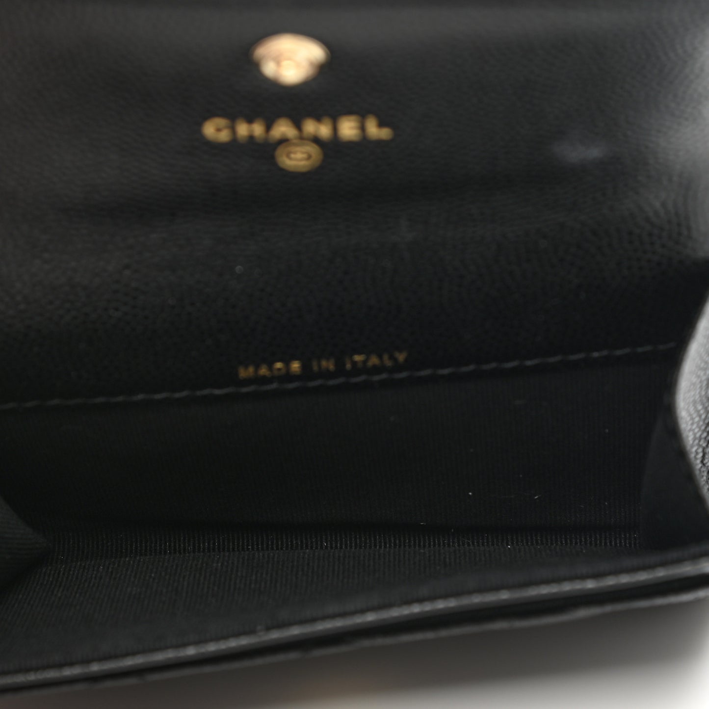 Caviar Quilted Crystal CC Flap Card Holder Black