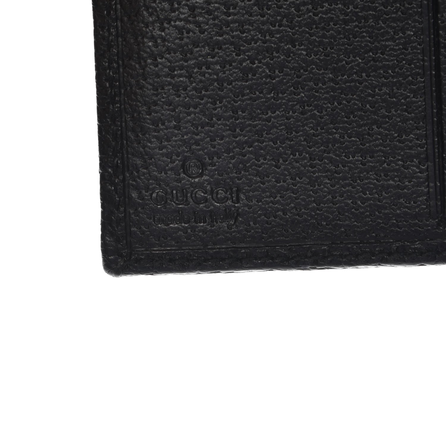 Gucci Monogram Textured Calfskin Metal Bar French Flap Wallet Black 7 of 8