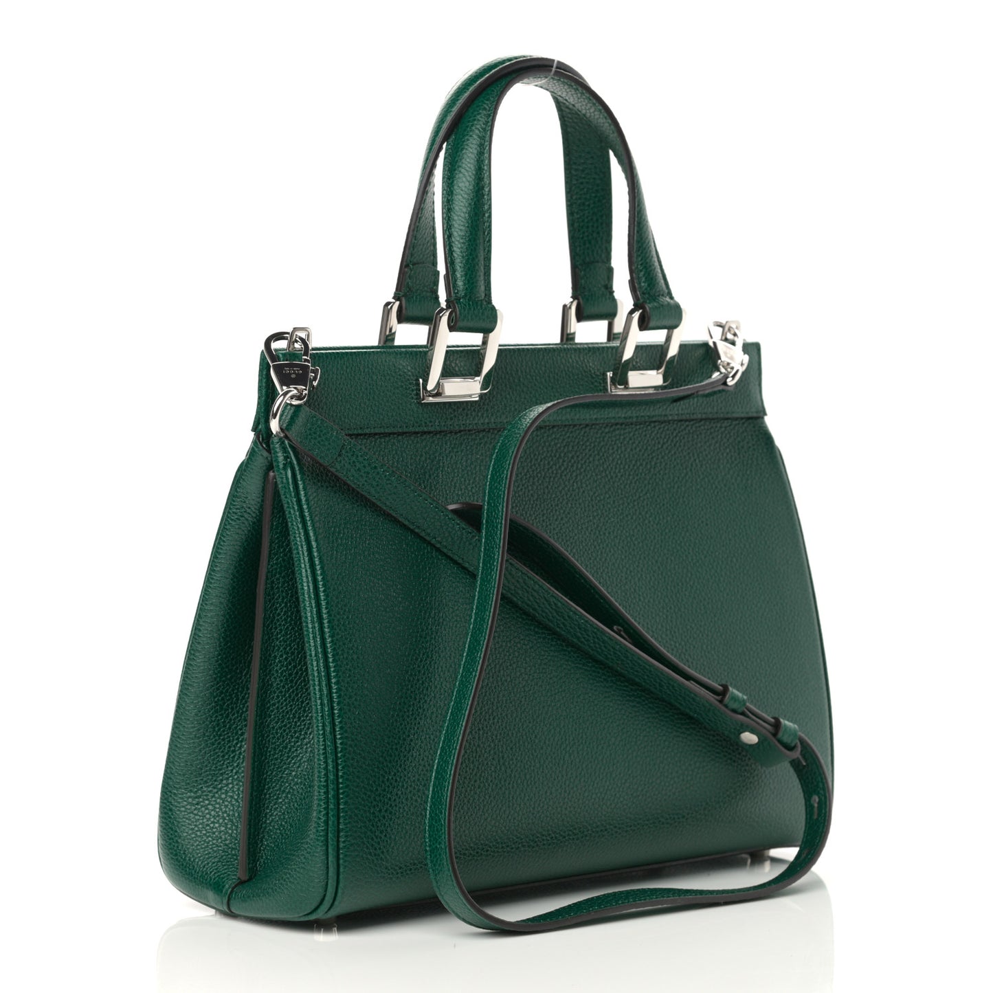 Grainy Calfskin Small Zumi Top Handle Bag Vintage Green