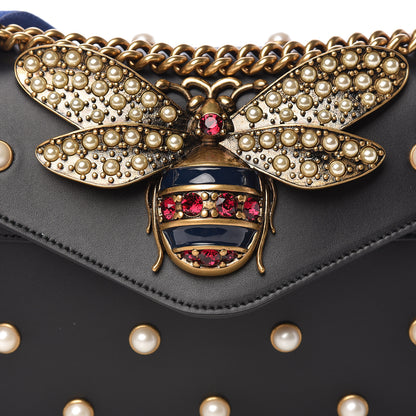 Gucci Nappa Pearl Studded Mini Queen Margaret Broadway Shoulder Bag Black 9 of 14