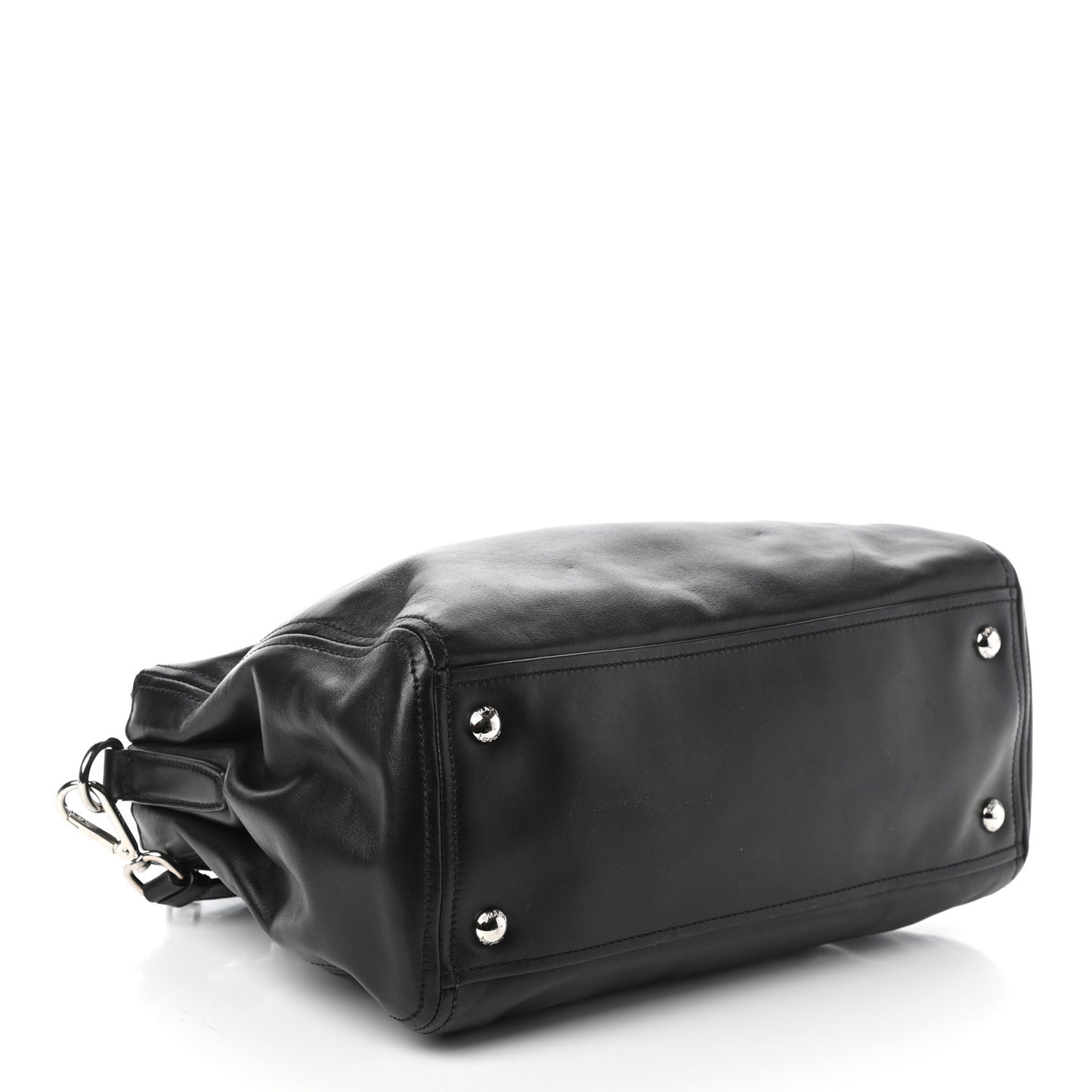 Soft Calfskin Double Zip Shoulder Bag Black