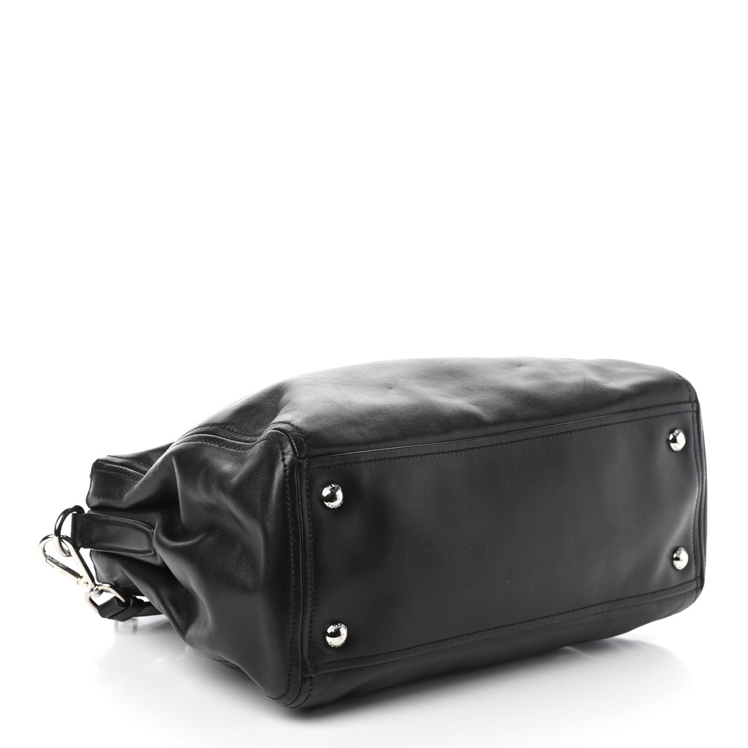 Prada Soft Calfskin Double Zip Shoulder Bag Black 4 of 9