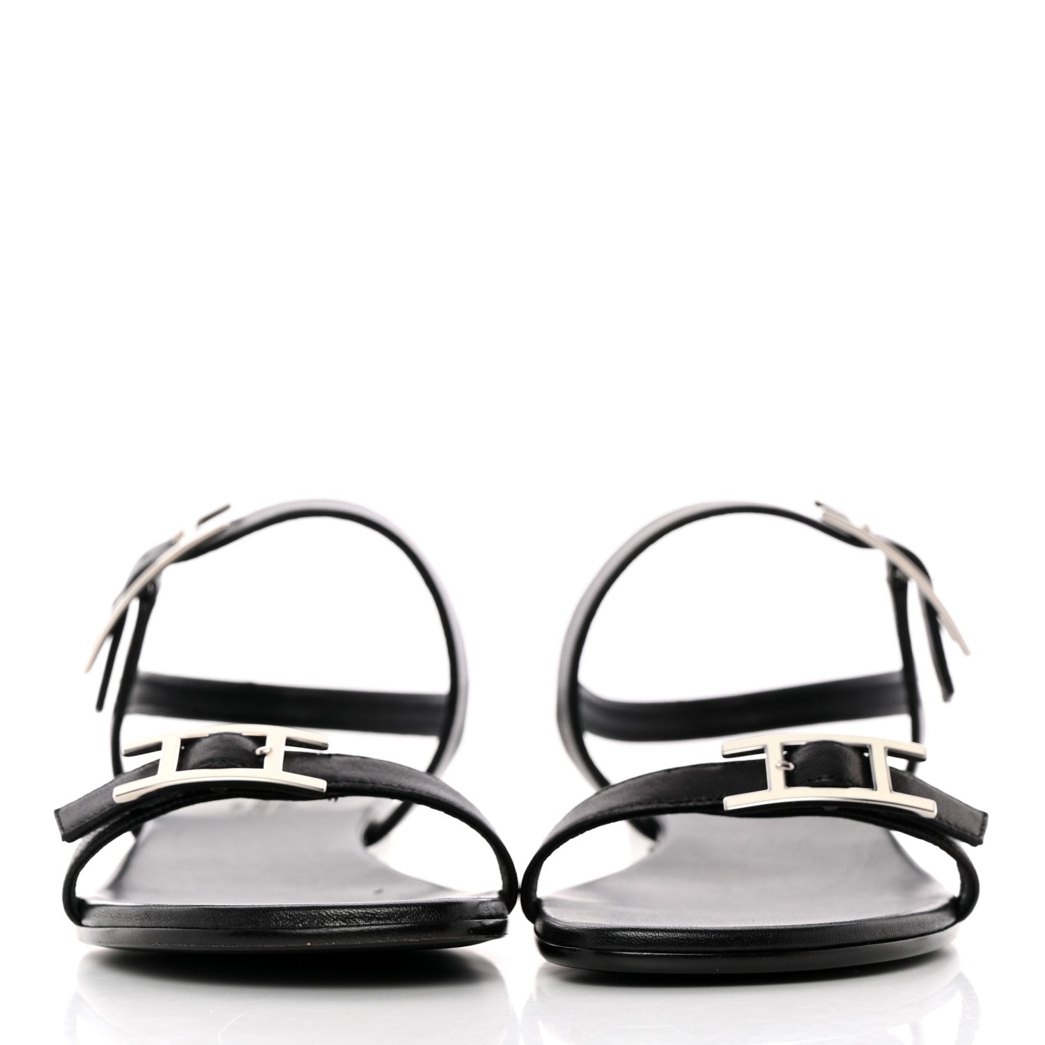 Hermes Calfskin Cristal Sandals 37.5 Black 2 of 17