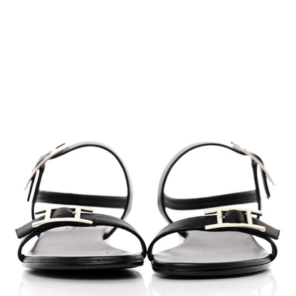 Hermes Calfskin Cristal Sandals 37.5 Black 2 of 17