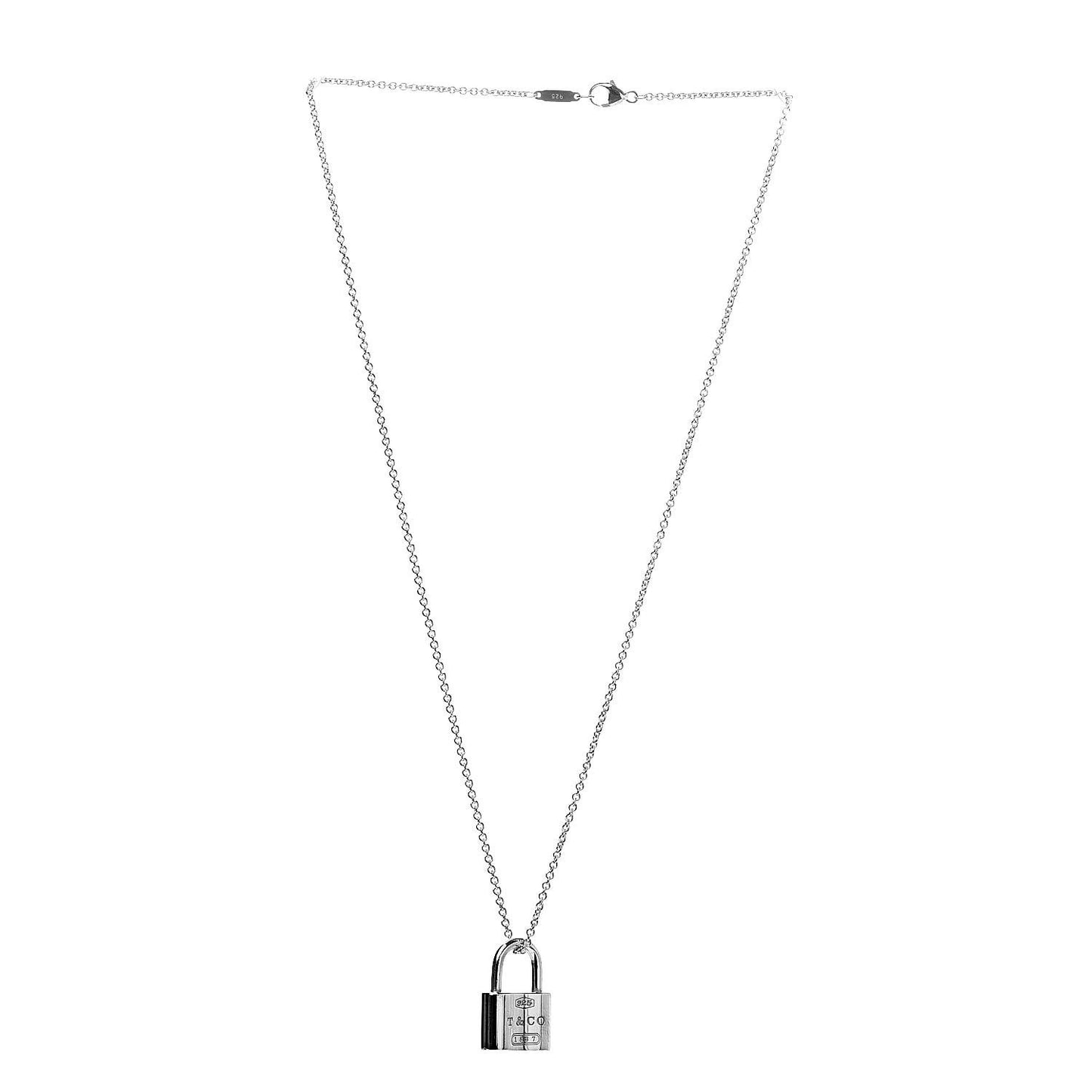 Sterling Silver 1837 Lock Charm Pendant Necklace