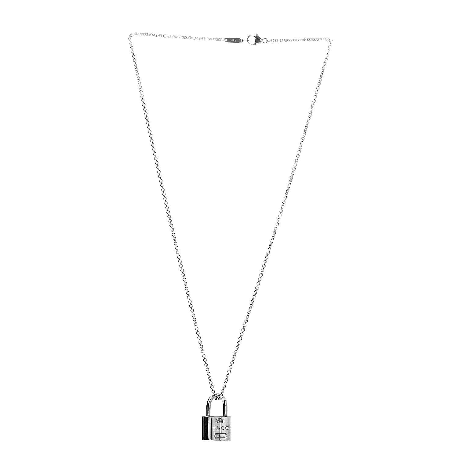 Tiffany Sterling Silver 1837 Lock Charm Pendant Necklace 3 of 6