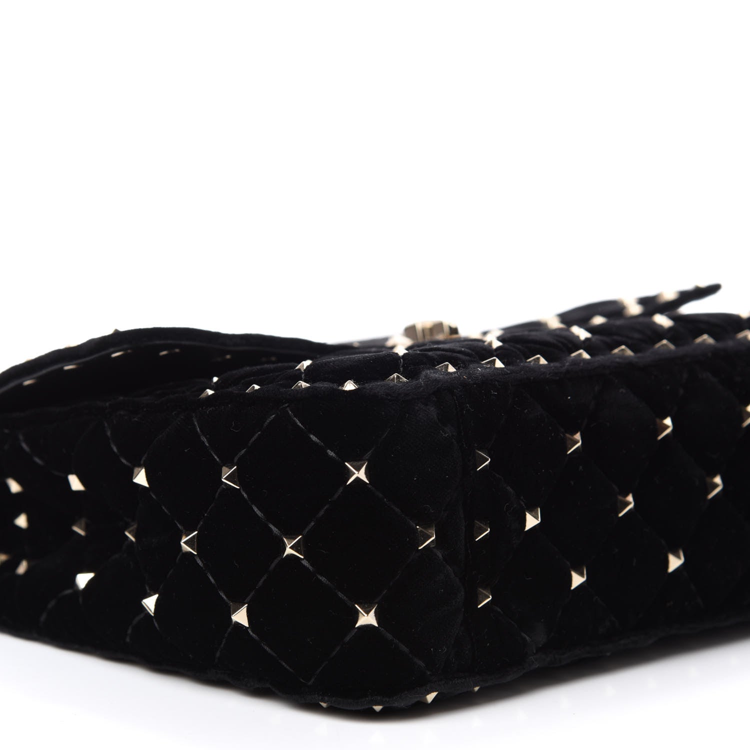 Valentino Garavani Velvet Medium Rockstud Spike Shoulder Bag Black 6 of 9