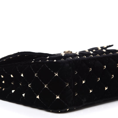 Valentino Garavani Velvet Medium Rockstud Spike Shoulder Bag Black 6 of 9