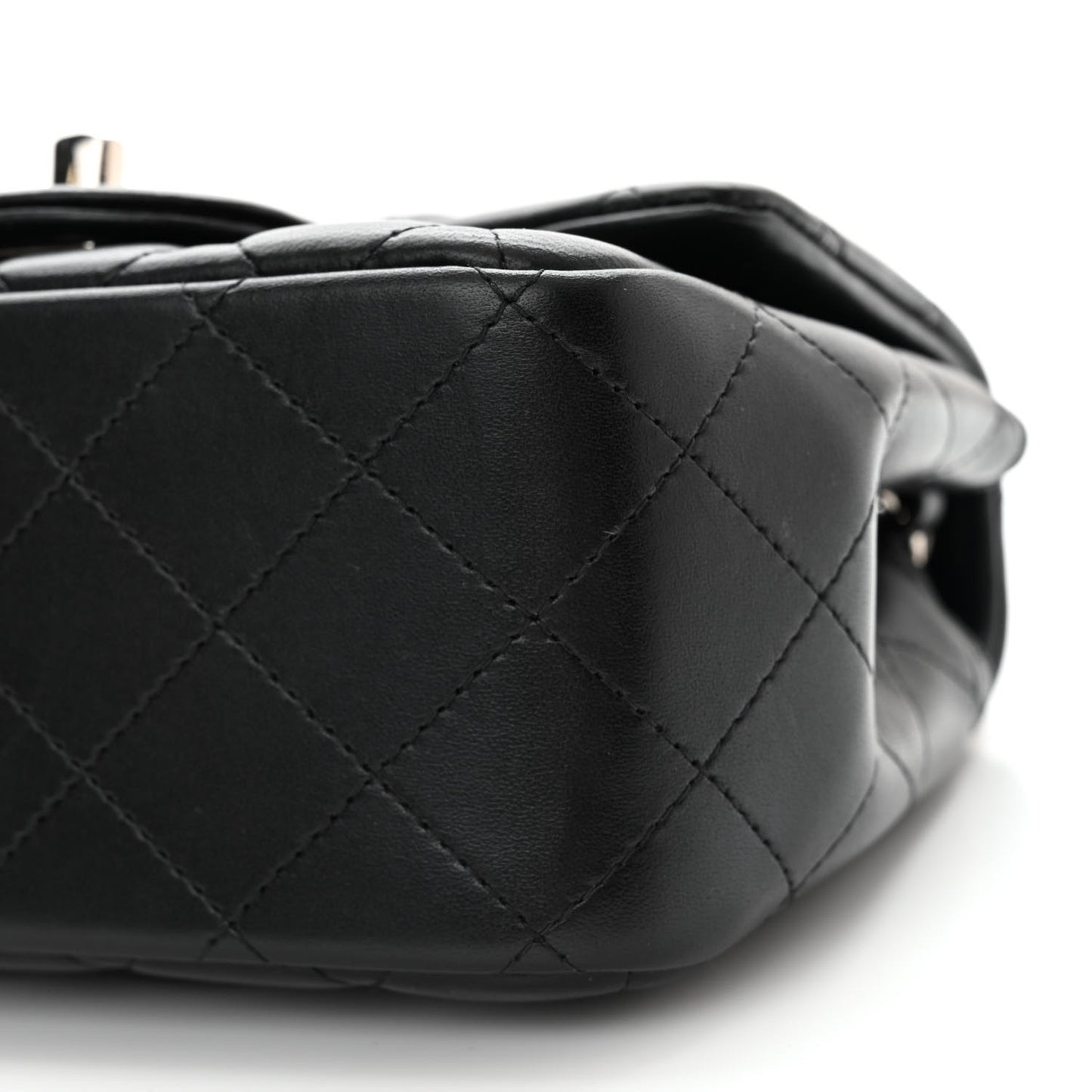 Lambskin Quilted Mini Square Flap Black