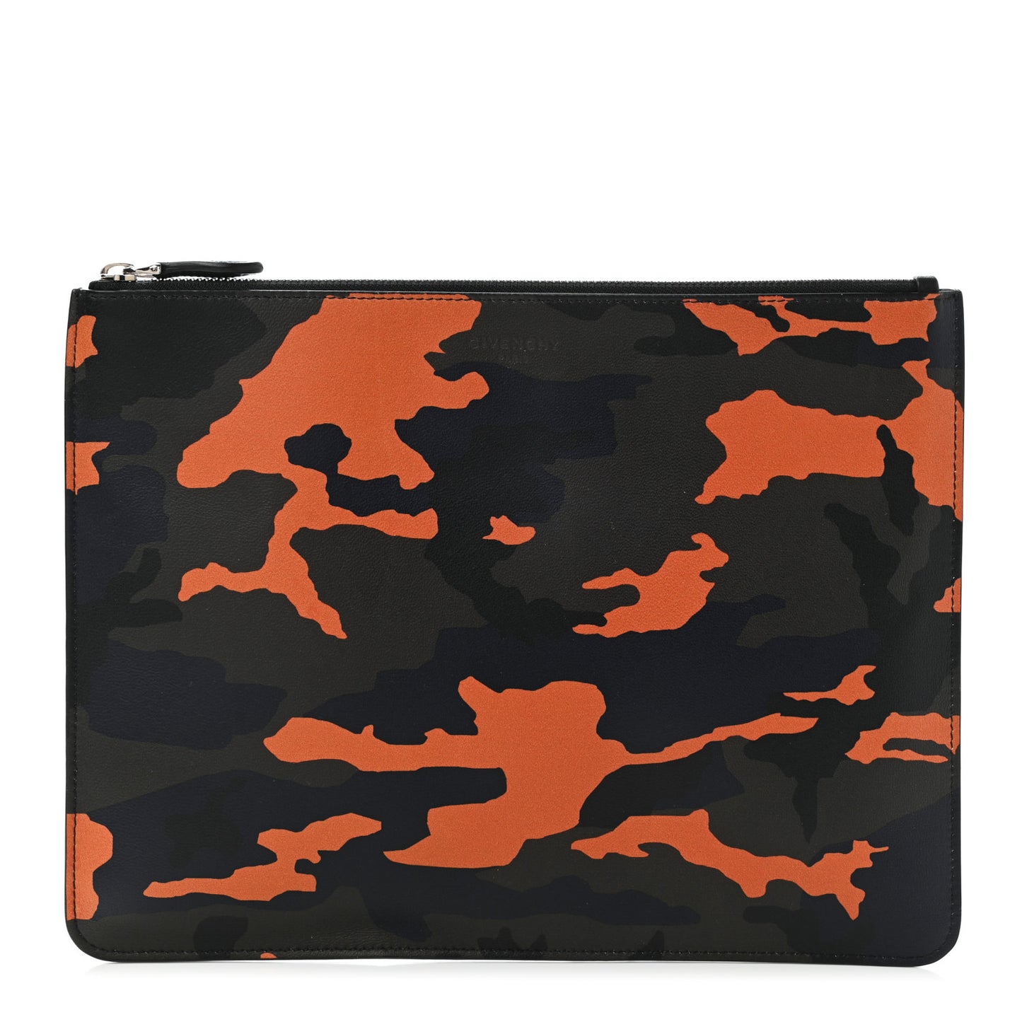 Calfskin Camouflage Print Zip Pouch Multi