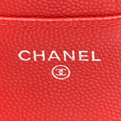 Chanel Caviar Chevron Quilted Compact Flap Wallet Red 6 of 7