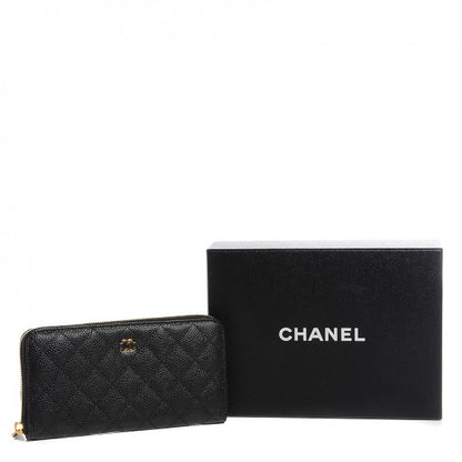 Chanel Caviar Quilted Large Gusset Zip Around Wallet Black 9 of 10