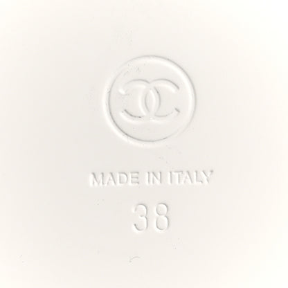 Chanel Calfskin Printed Velcro Dad Sandals 38 White Black 7 of 11