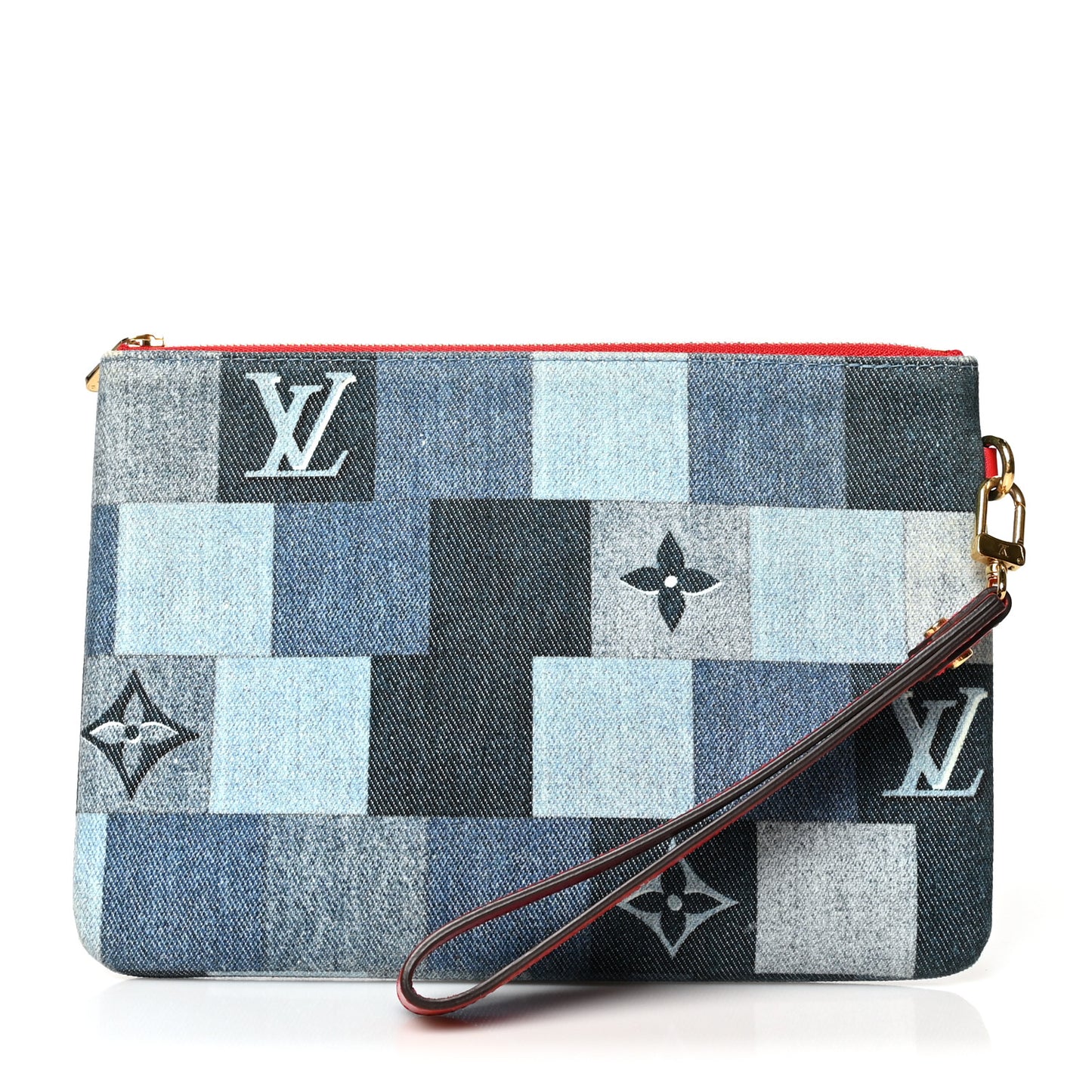 Denim Monogram Patchwork City Pouch Blue Rouge