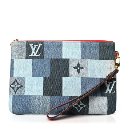 Louis Vuitton Denim Monogram Patchwork City Pouch Blue Rouge 1 of 7