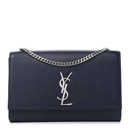 Saint Laurent Grain De Poudre Medium Classic Monogram Kate Satchel Deep Marine 1 of 5